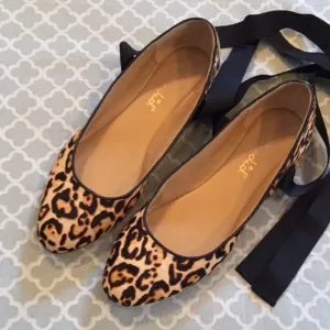 Splendid Leopard Calf Hair Tie Up Ballet Flats 8