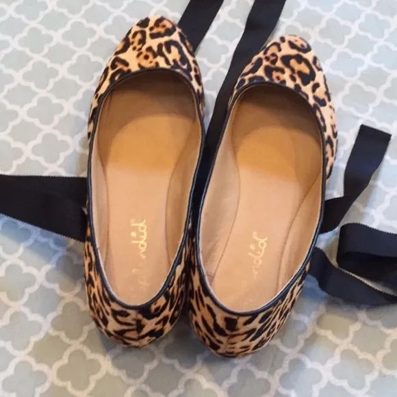 Splendid Leopard Calf Hair Tie Up Ballet Flats 8