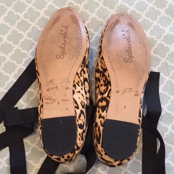 Splendid Leopard Calf Hair Tie Up Ballet Flats 8