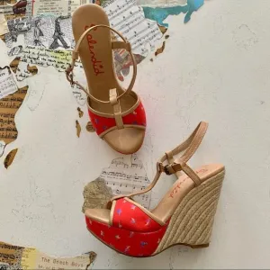 Splendid | Luau Fiesta Red Floral Wedge Sandals Size 6