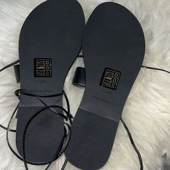 Splendid Sandals Womens Sz 7.5 B Black Tyler Gladiator leather Minimalist Flat