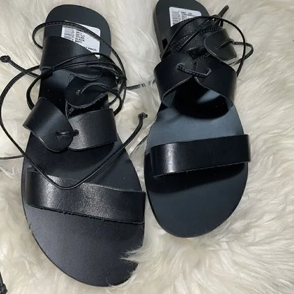 Splendid Sandals Womens Sz 7.5 B Black Tyler Gladiator leather Minimalist Flat
