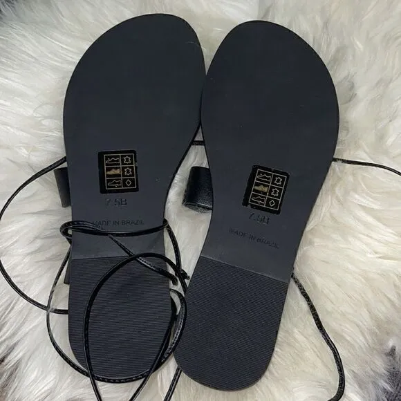 Splendid Sandals Womens Sz 7.5 B Black Tyler Gladiator leather Minimalist Flat