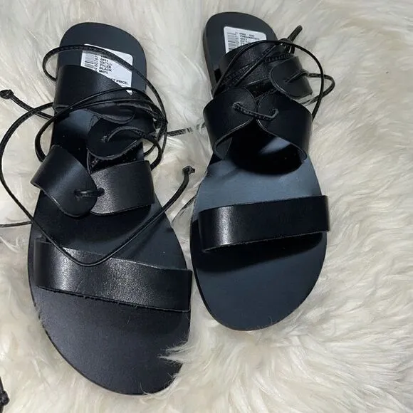 Splendid Sandals Womens Sz 7.5 B Black Tyler Gladiator leather Minimalist Flat