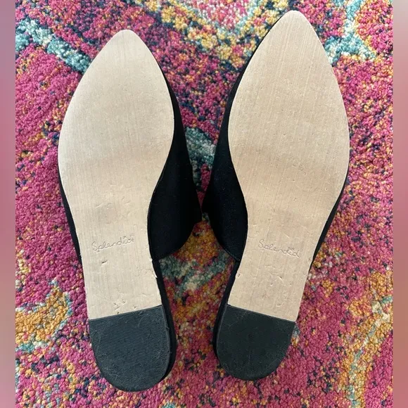 Splendid | Women’s black Leeza pointed toe flats, faux suede upper, size 7