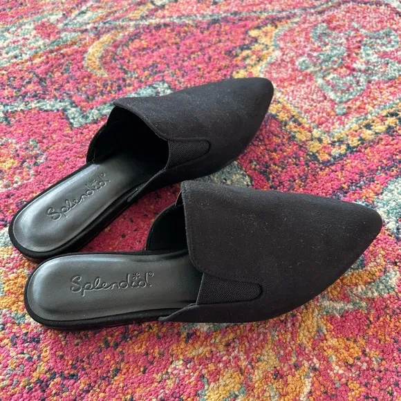 Splendid | Women’s black Leeza pointed toe flats, faux suede upper, size 7