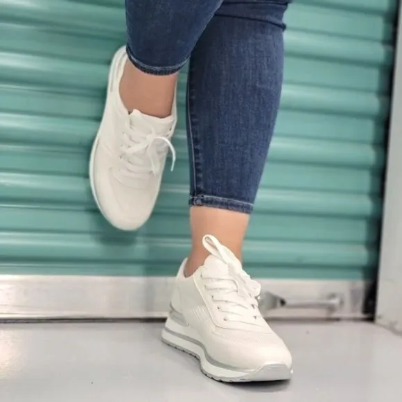 Sports Women's Lace-up White Sneakers