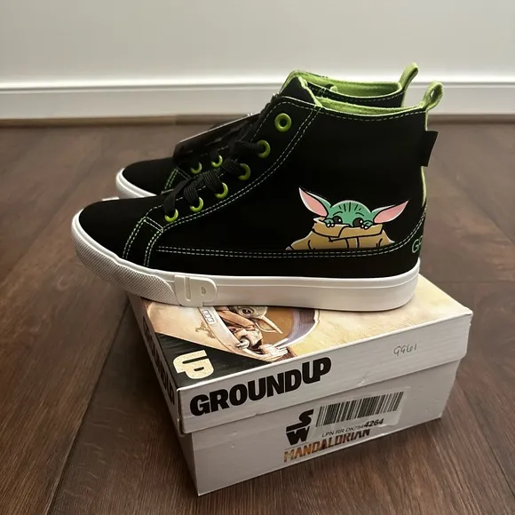 Star Wars The Mandalorian Black High-Top Kids Sneakers