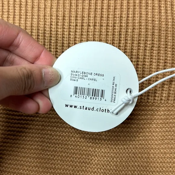 STAUD Marylebone Sweater Dress in Camel NWT Size Small