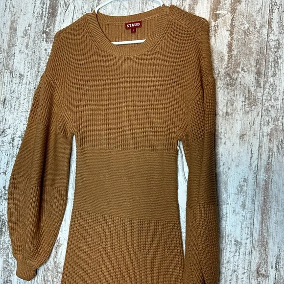STAUD Marylebone Sweater Dress in Camel NWT Size Small