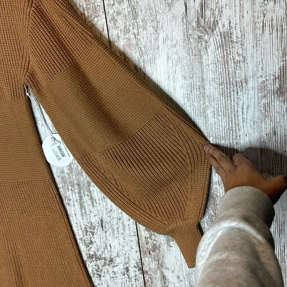 STAUD Marylebone Sweater Dress in Camel NWT Size Small