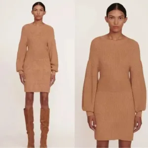 STAUD Marylebone Sweater Dress in Camel NWT Size Small