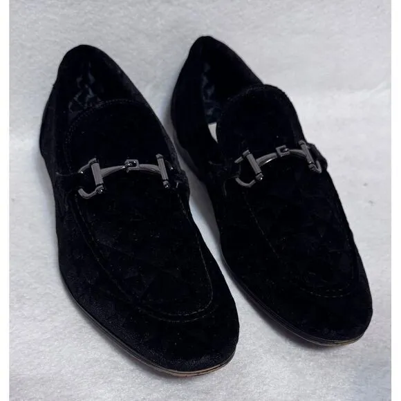 Steve Madden Black Velvet Horsebit Loafers Size 9 Dark Academia Old Money Luxury