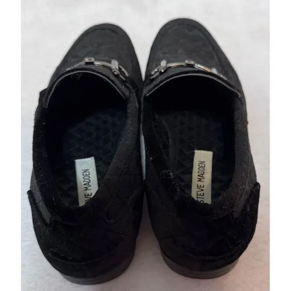 Steve Madden Black Velvet Horsebit Loafers Size 9 Dark Academia Old Money Luxury