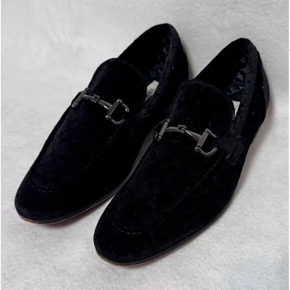 Steve Madden Black Velvet Horsebit Loafers Size 9 Dark Academia Old Money Luxury