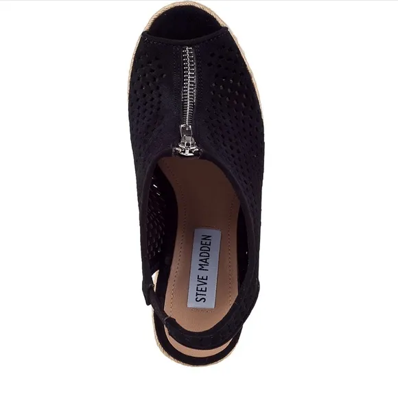 STEVE MADDEN Black Wedges Espadrilles Sandals 7.5