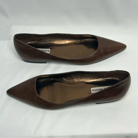 Steve Madden Brown Pointed Toe Flats, 6.5