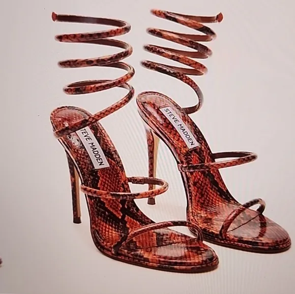 Steve Madden Exotica Snake Print Ankle Wrap Strappy Dress Sandals