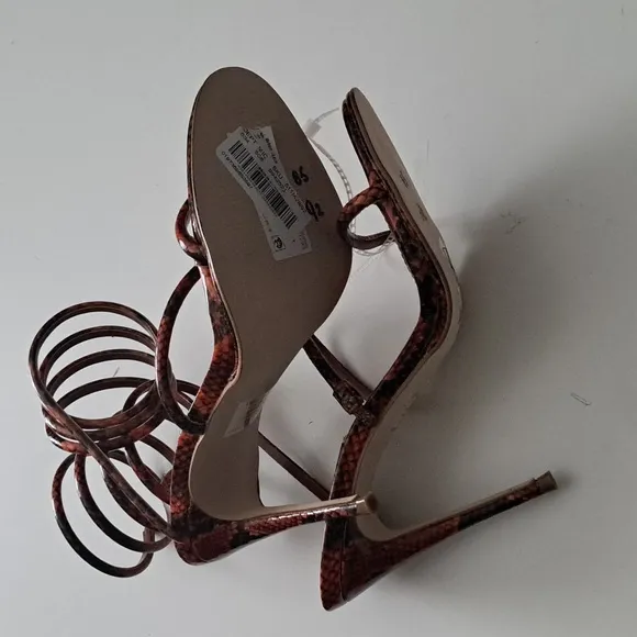 Steve Madden Exotica Snake Print Ankle Wrap Strappy Dress Sandals