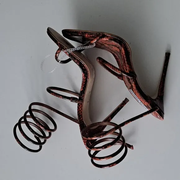 Steve Madden Exotica Snake Print Ankle Wrap Strappy Dress Sandals