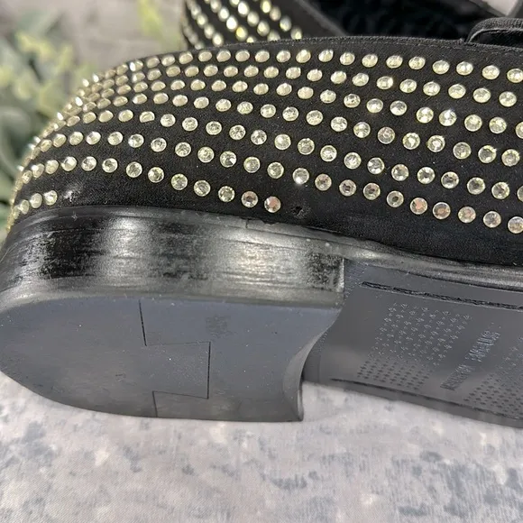 Steve Madden “Falsetto” Black Rhinestone Studded Venetian Loafers Men’s 13M🖤VGUC
