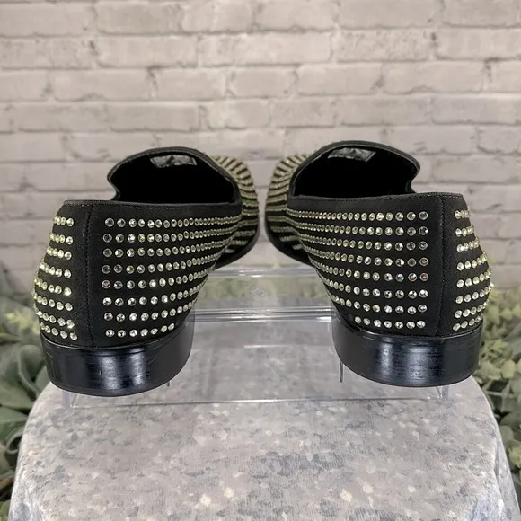 Steve Madden “Falsetto” Black Rhinestone Studded Venetian Loafers Men’s 13M🖤VGUC