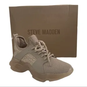 Steve Madden Ganzo Rhinestone Embellished Chunky Lace-Up Sneakers size 8.5