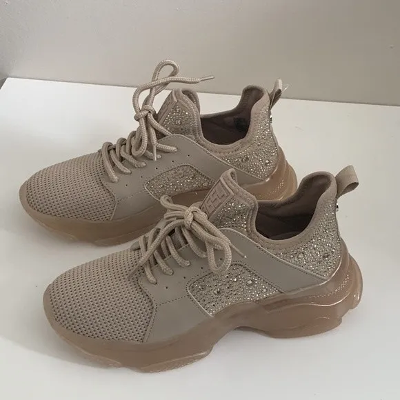 Steve Madden Ganzo Rhinestone Embellished Chunky Lace-Up Sneakers size 8.5