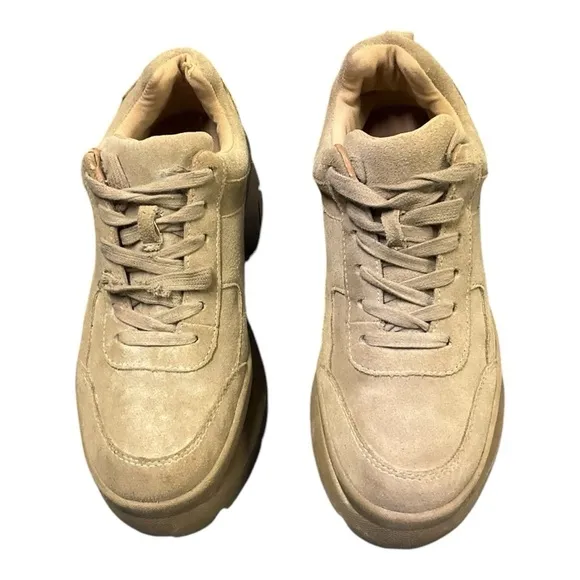 Steve Madden Hansel Tan Suede Leather Platform Sneakers Size 7