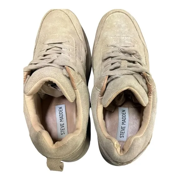 Steve Madden Hansel Tan Suede Leather Platform Sneakers Size 7