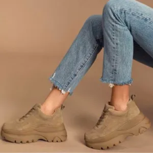 Steve Madden Hansel Tan Suede Leather Platform Sneakers Size 7