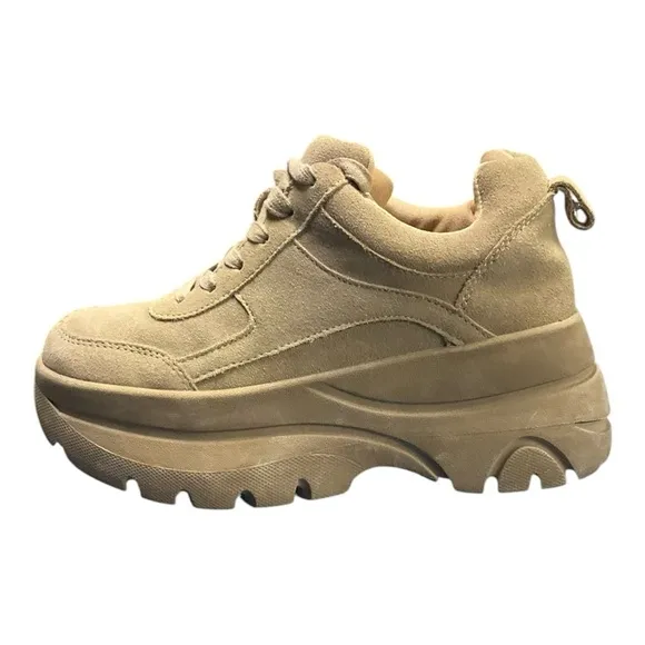 Steve Madden Hansel Tan Suede Leather Platform Sneakers Size 7