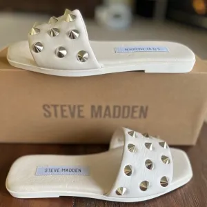 Steve Madden Laverne Leather Studded Slide Sandals
