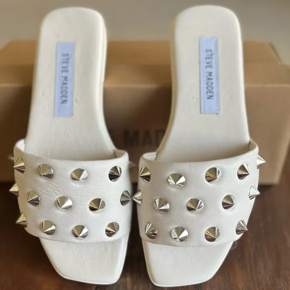 Steve Madden Laverne Leather Studded Slide Sandals
