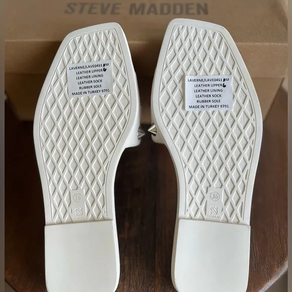 Steve Madden Laverne Leather Studded Slide Sandals