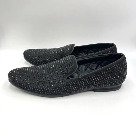 Steve Madden Men's CAVIARR Studded Black Slip On Loafers Dress Shoes Size 15