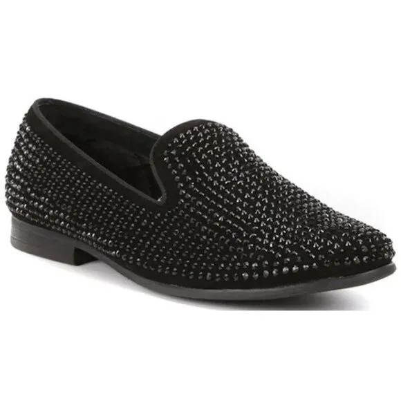 Steve Madden Men's CAVIARR Studded Black Slip On Loafers Dress Shoes Size 15