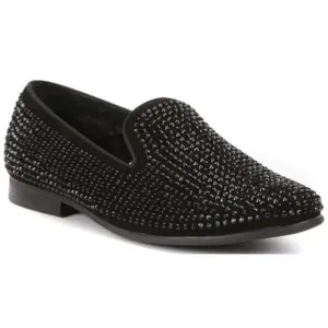 Steve Madden Men's CAVIARR Studded Black Slip On Loafers Dress Shoes Size 15