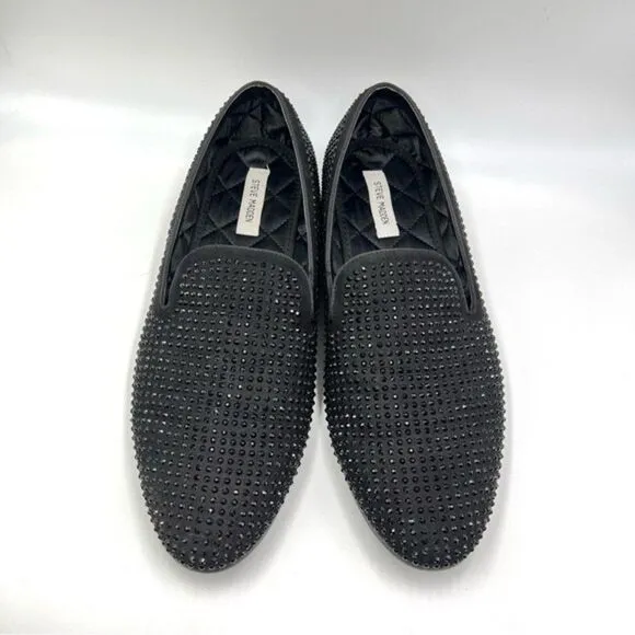 Steve Madden Men's CAVIARR Studded Black Slip On Loafers Dress Shoes Size 15
