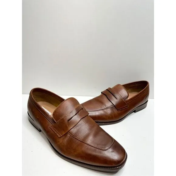 Steve Madden Penny Loafer Mens Size 8.5D Brown Cognac Leather Darlton Shoes