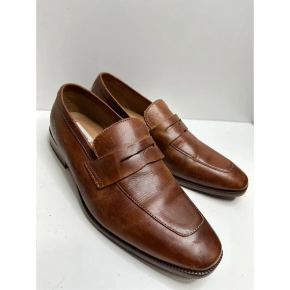Steve Madden Penny Loafer Mens Size 8.5D Brown Cognac Leather Darlton Shoes
