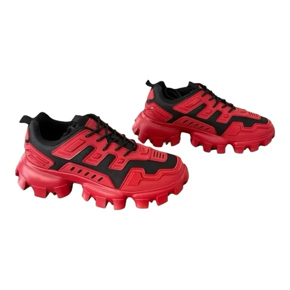 Steve Madden Ponce Red Multi Chunky Sole Sneaker Women’s Size 10.5