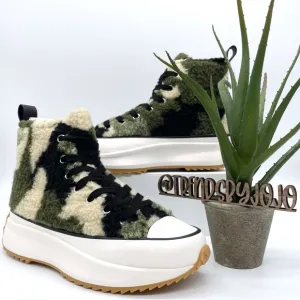Steve Madden Shaft-F Camo Fur Platform Sneakers