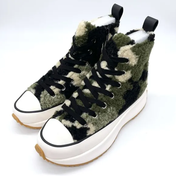 Steve Madden Shaft-F Camo Fur Platform Sneakers