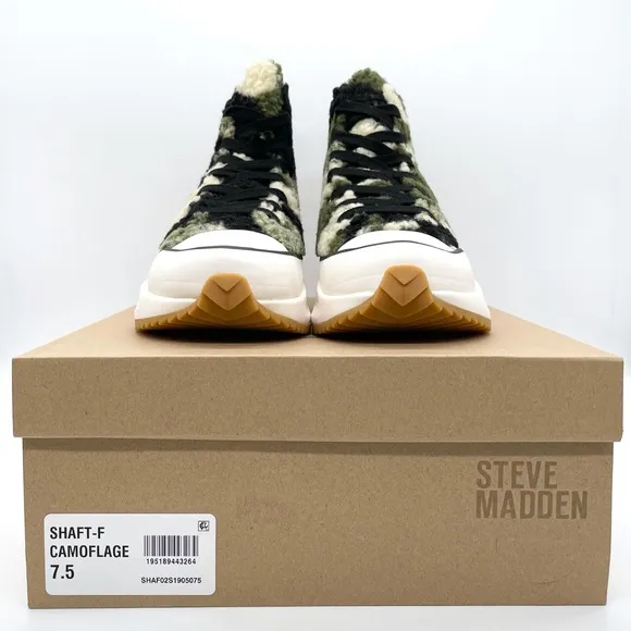 Steve Madden Shaft-F Camo Fur Platform Sneakers