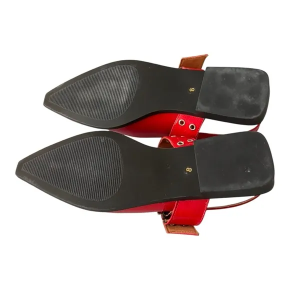 STEVE MADDEN Smokee Patent Red Buckle Flats Size 8