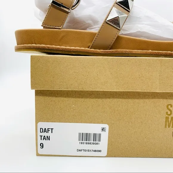 Steve Madden Women's Daft Metal Embellishment Tan Flat Sandals