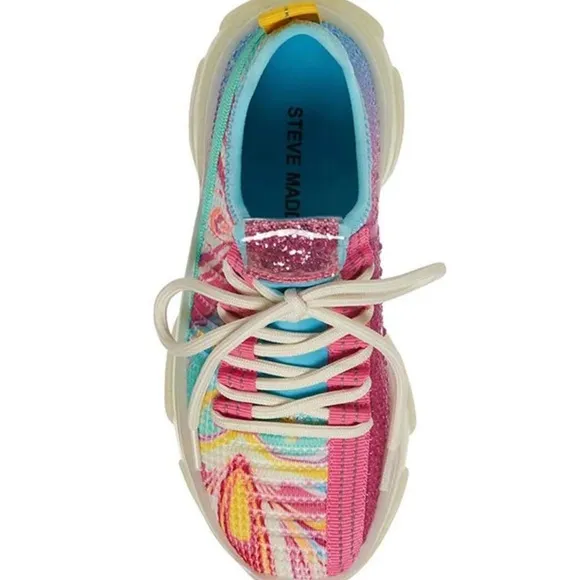 Steve MaddenGirls' JMaxima Swirl Multi Detail Chunky Sneakers (Youth)