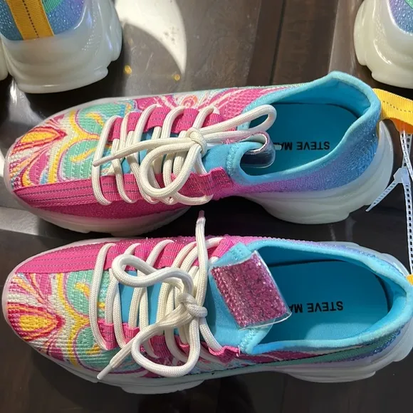 Steve MaddenGirls' JMaxima Swirl Multi Detail Chunky Sneakers (Youth)