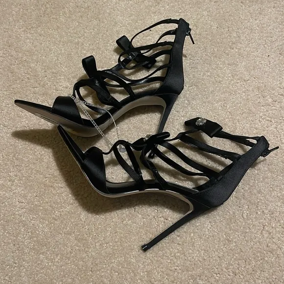 Steve MaddenSinclair Satin Rhinestone Embellished Strappy Dress Sandals